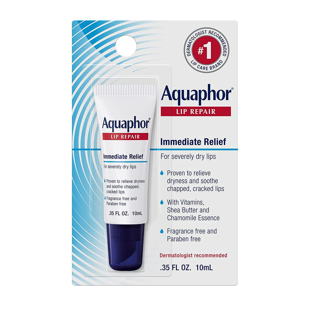 Aquaphor Lip Repair Ointment - Long-Lasting Moisture to Soothe Dry Chapped Lips - .35 Fl. Oz. Tube - Free & Fast Delivery