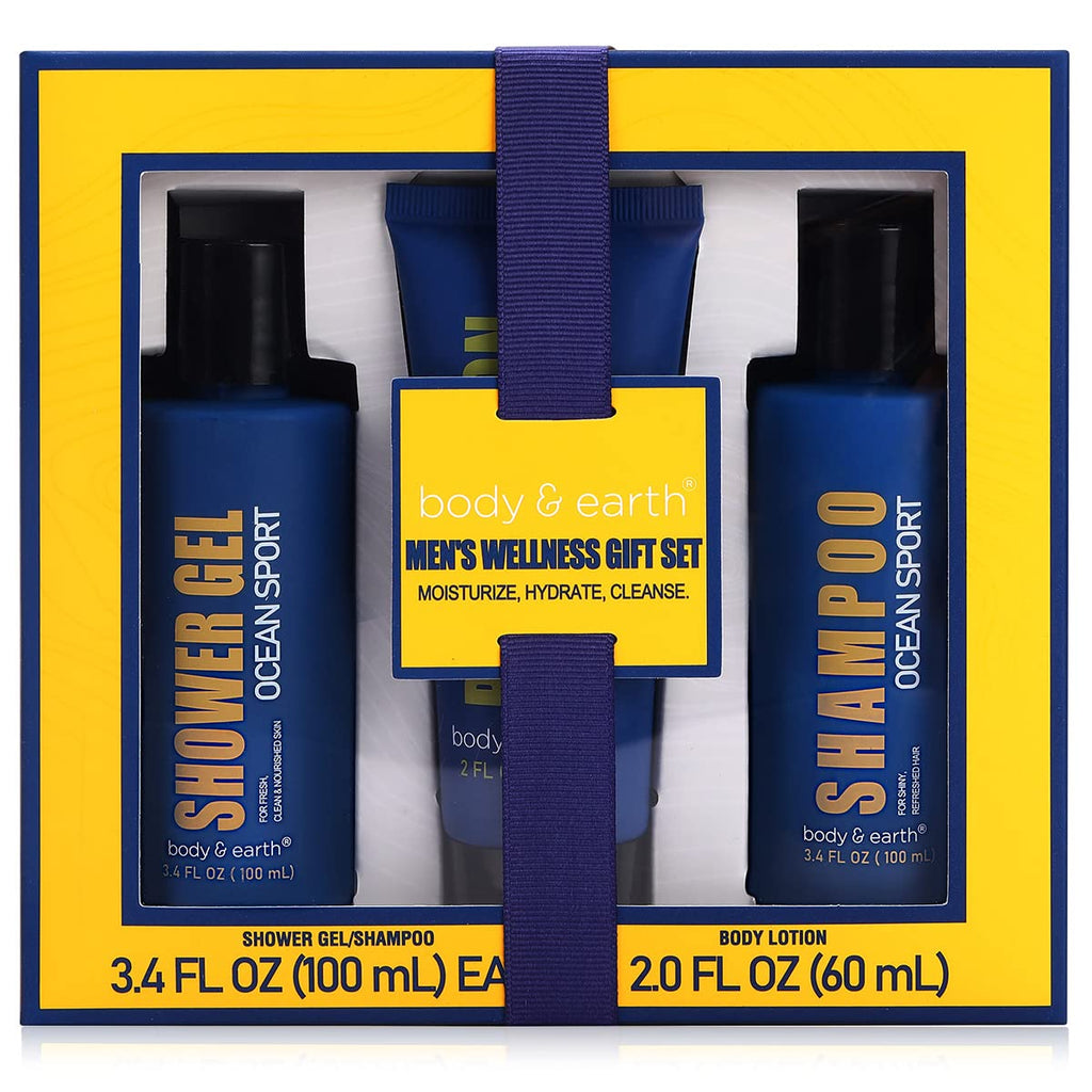 "Ocean Breeze Bath Spa Gift Set for Men - Complete Mens Bath and Body Care Set with Refreshing Shower Gel, Nourishing Body Lotion, Invigorating Shampoo - Ideal Mens Shower Gift, Perfect for Christmas"