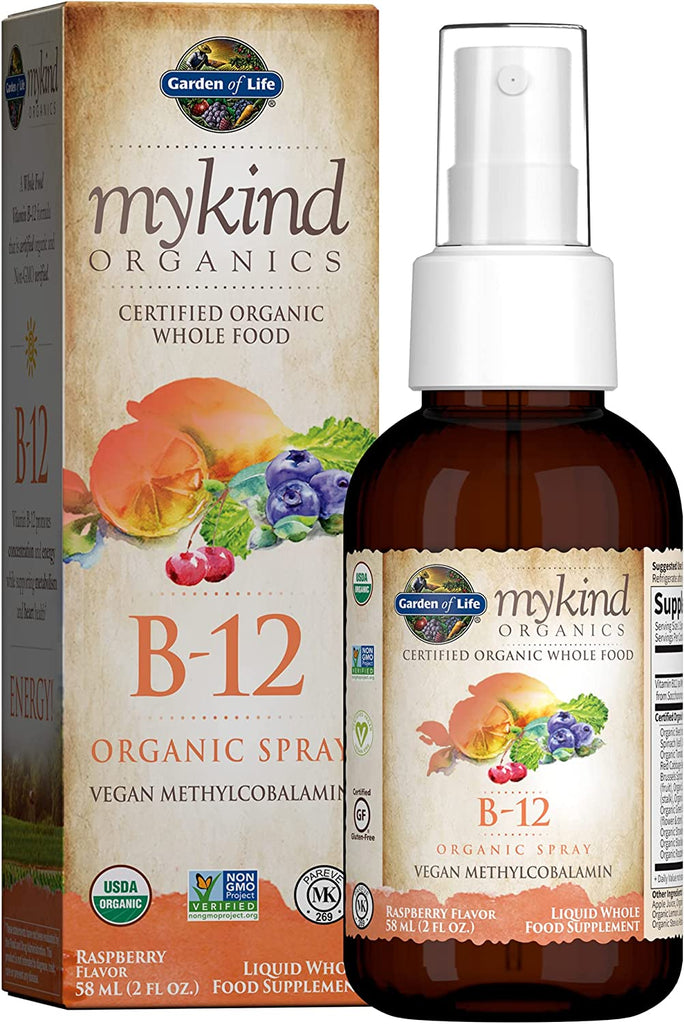 Garden of Life B12 Vitamin - Mykind Organic Whole Food B-12 for Metabolism and Energy, Raspberry, 2Oz Liquid - Free & Fast Delivery