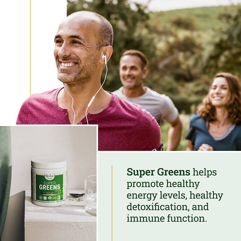 Super Greens #1 Green Superfood Powder 21Oz Shaker Bottle, 100% USDA Organic Non-Gmo, 20+ Whole Foods (Spirulina, Wheat Grass), Probiotics, Fiber & Enzymes (Original 30 Servings)