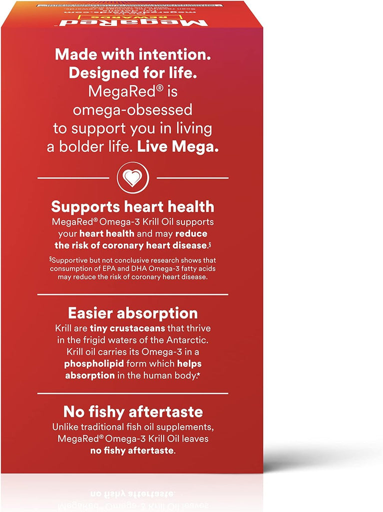 Megared Krill Oil 350Mg Omega 3 Supplement, 1 Dr Recommended Krill Oil Brand with EPA, DHA, Astaxanthin & Phopholipids, Supports Heart, Brain, Joint and Eye Health - 130 Softgels (130 Servings)