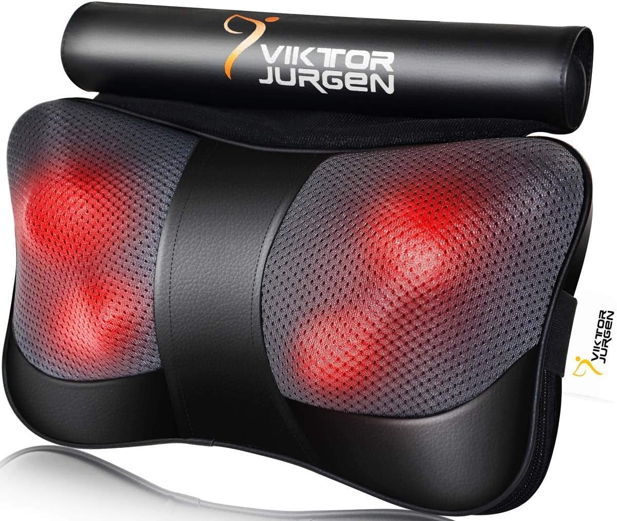 "Relax and Unwind with the VIKTOR JURGEN Shiatsu Neck Massage Pillow - Ultimate Deep Kneading Massager for Shoulders, Back, and Feet with Soothing Heat - Perfect Gift for Women, Men, Dad, and Mom!"