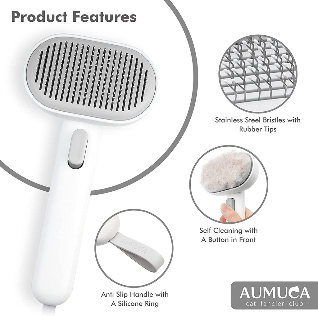 Aumuca Cat Brush for Shedding, Cat Brushes for Indoor Cats, Cat Brush for Long or Short Haired Cats, Cat Grooming Brush Cat Comb for Kitten Rabbit Massage Removes Mats, Tangles and Loose Fur