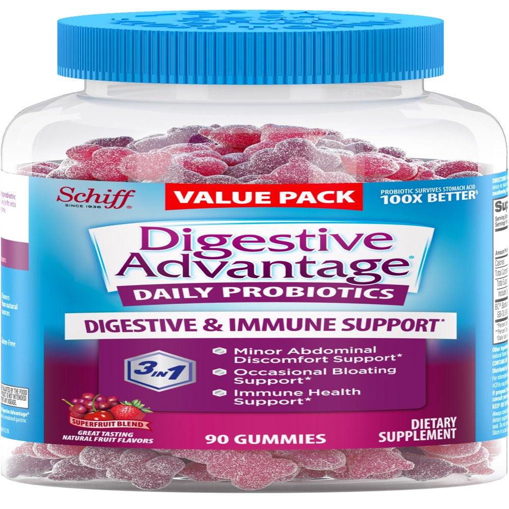 Digestive Advantage Daily Probiotic Gummies, Superfruit Blend - 90 Gummies