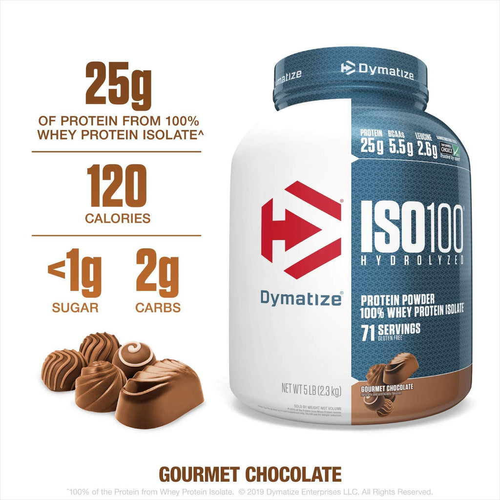 Dymatize Nutrition ISO 100, Whey Protein Powder, Gourmet Chocolate, 5 Pound - Free & Fast Delivery