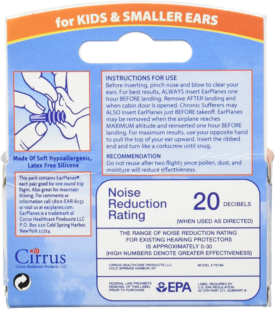 Original Children'S Earplanes by Cirrus Healthcare Ear Plugs Airplane Travel Ear Protection 3 Pair Bonus Value Pack