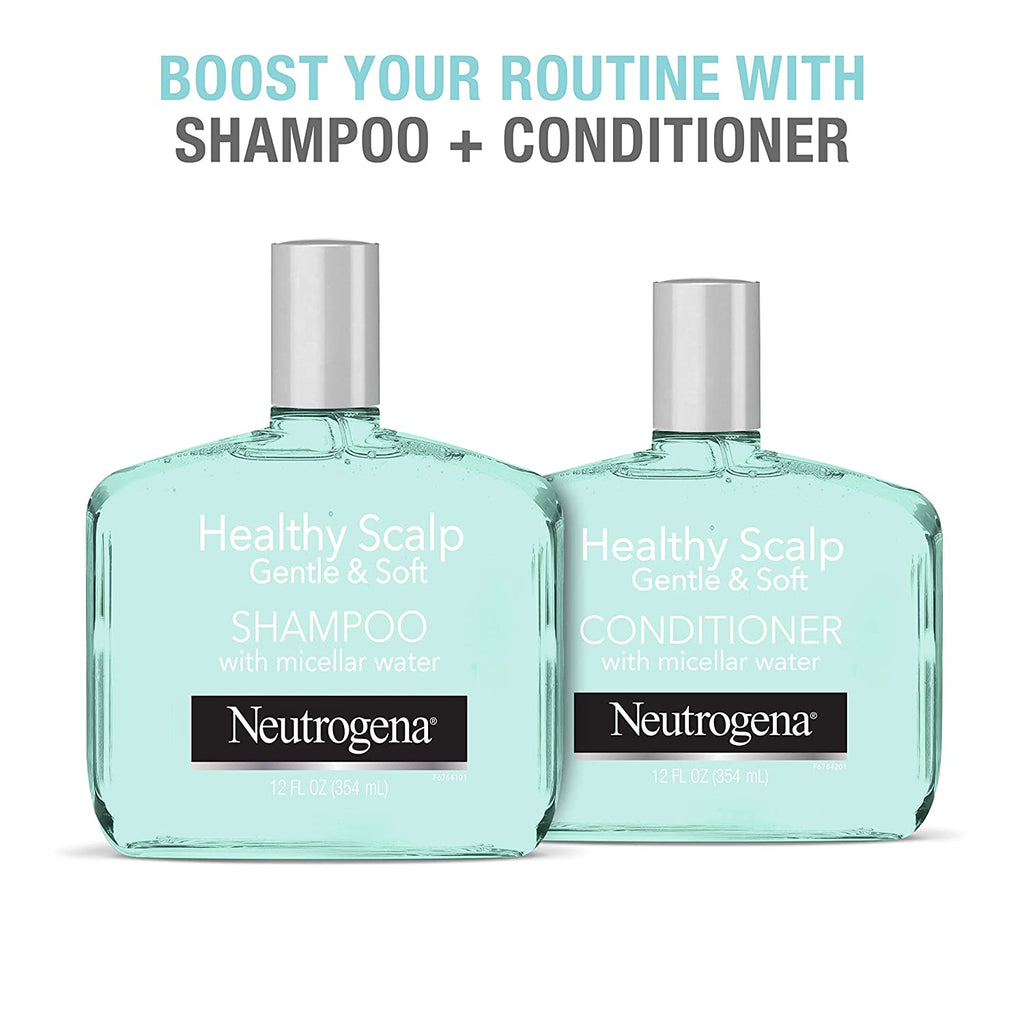 Neutrogena Gentle & Soft Healthy Scalp Shampoo for Sensitive Scalp & Lightweight Moisture, with Micellar Water, Ph-Balanced, Paraben & Phthalate-Free, Color-Safe, 12Oz