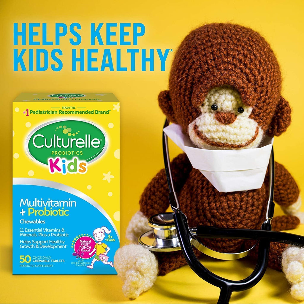 Culturelle Kids Complete Chewable Multivitamin + Probiotic for Kids, Ages 3+, 50 Count, Digestive Health, Oral Health & Immune Support - with 11 Vitamins & Minerals, Including Vitamin C, D3 & Zinc - Free & Fast Delivery