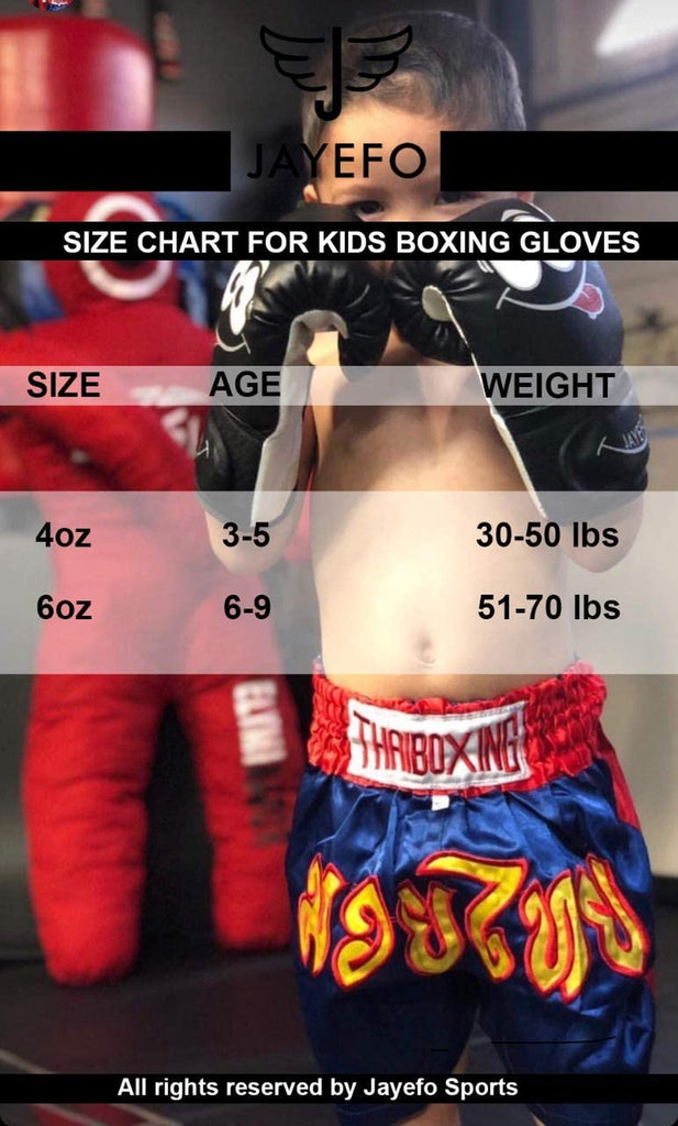 Jayefo Boxing Gloves for Kids & Children - Youth Boxing Gloves for Boxing, Kick Boxing, Muay Thai and MMA - Beginners Heavy Bag Gloves for Heavy Boxing Punching Bag - 4 and 6 Oz - Black