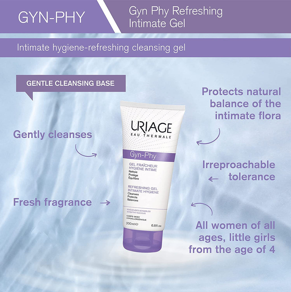 URIAGE Gyn Phy Refreshing Intimate Gel | Soap Free, Paraben-Free & Dermatologist Tested Feminine Wash to Gently Clean, Protect and Balance Even the Most Sensitive Skin - Free & Fast Delivery