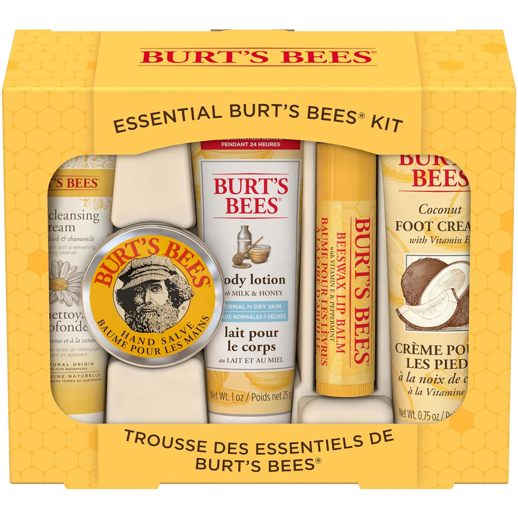 "Ultimate Burt's Bees Christmas Stocking Stuffers Set: Pamper Yourself with 5 Everyday Essentials - Lip Balm, Cleansing Cream, Hand Salve, Body Lotion & Coconut Foot Cream - Perfect Travel Size!"