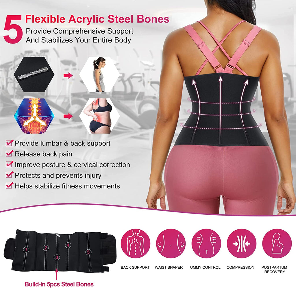 Traininggirl Women Waist Trainer Cincher Corset Tummy Control Workout Sweat Band Slimmer Belly Belt Weight Loss Sports Girdle