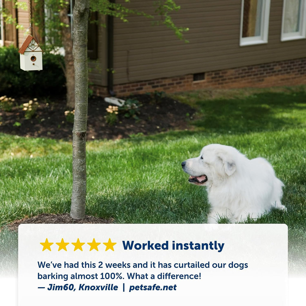 Petsafe Outdoor Ultrasonic Bark Control - Viral on Tiktok - No Barking Deterrent for All Dog Sizes - up to 1/4 Acre Coverage - Weatherproof - Great for Backyards - Bird House Design