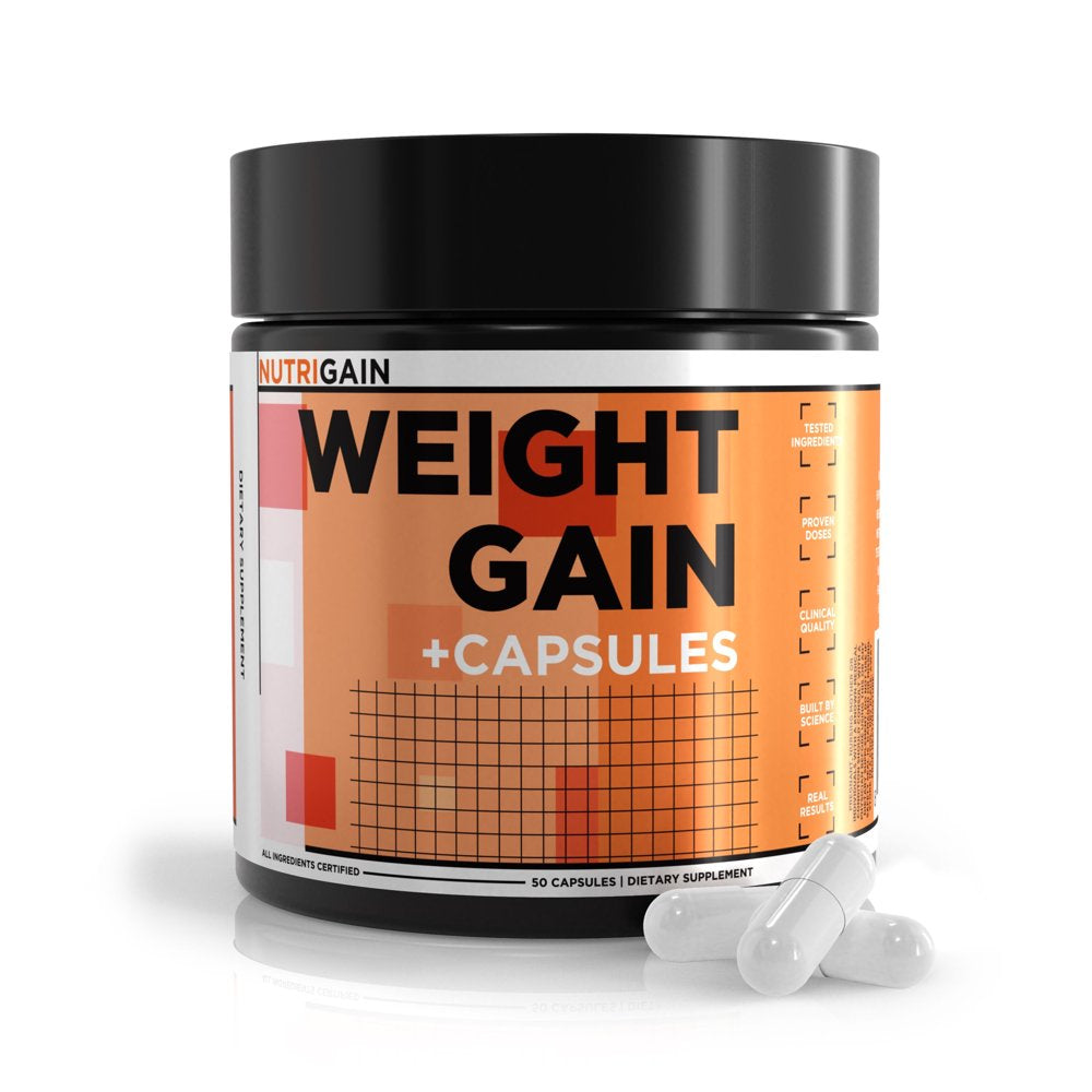 Nutrigain Weight Gain Capsules Designed for Quick and Efficient Weight Gain, Supports a Healthy Appetite, Mass and Metabolism for Both Women and Men - 6 OZ Jar
