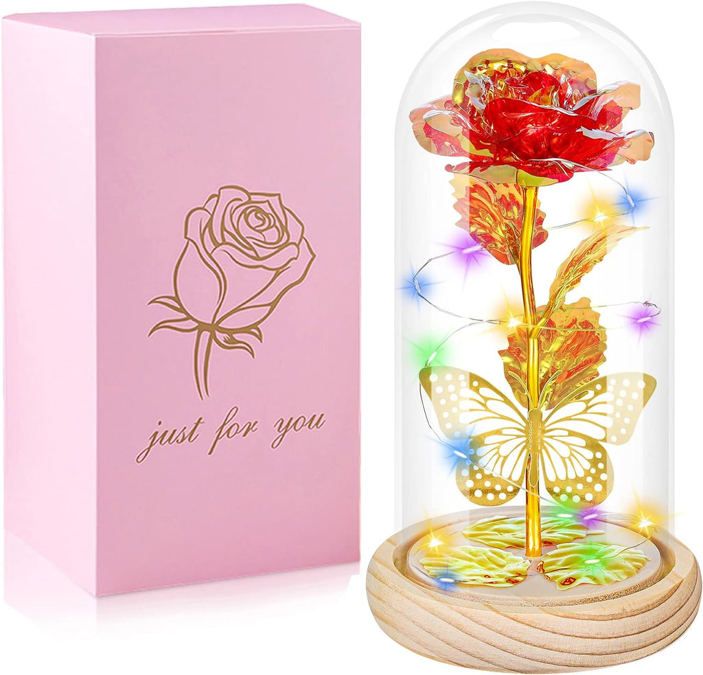 "Enchanting Rainbow Galaxy Glass Flowers - Perfect Gifts for Women on Christmas, Birthdays, and Special Occasions!"