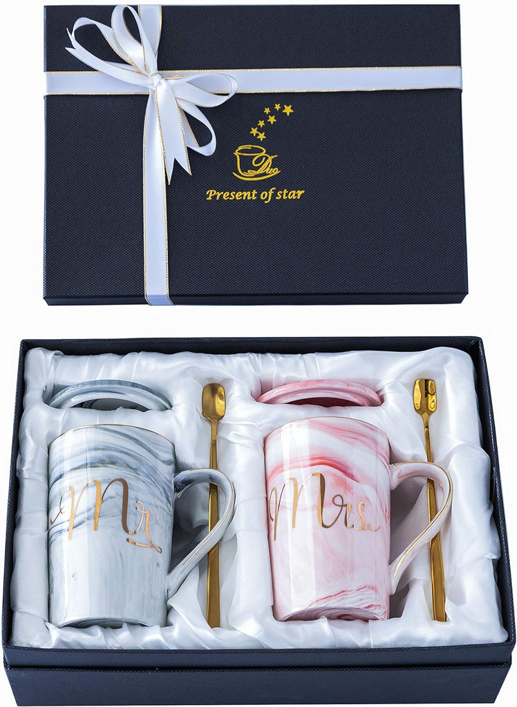 "Perfect Pairing: Jumway Mr and Mrs Coffee Mugs Set - Unforgettable Wedding Gift for the Happy Couple - A Timeless Keepsake for Anniversaries, Engagements, and Valentine's Day"