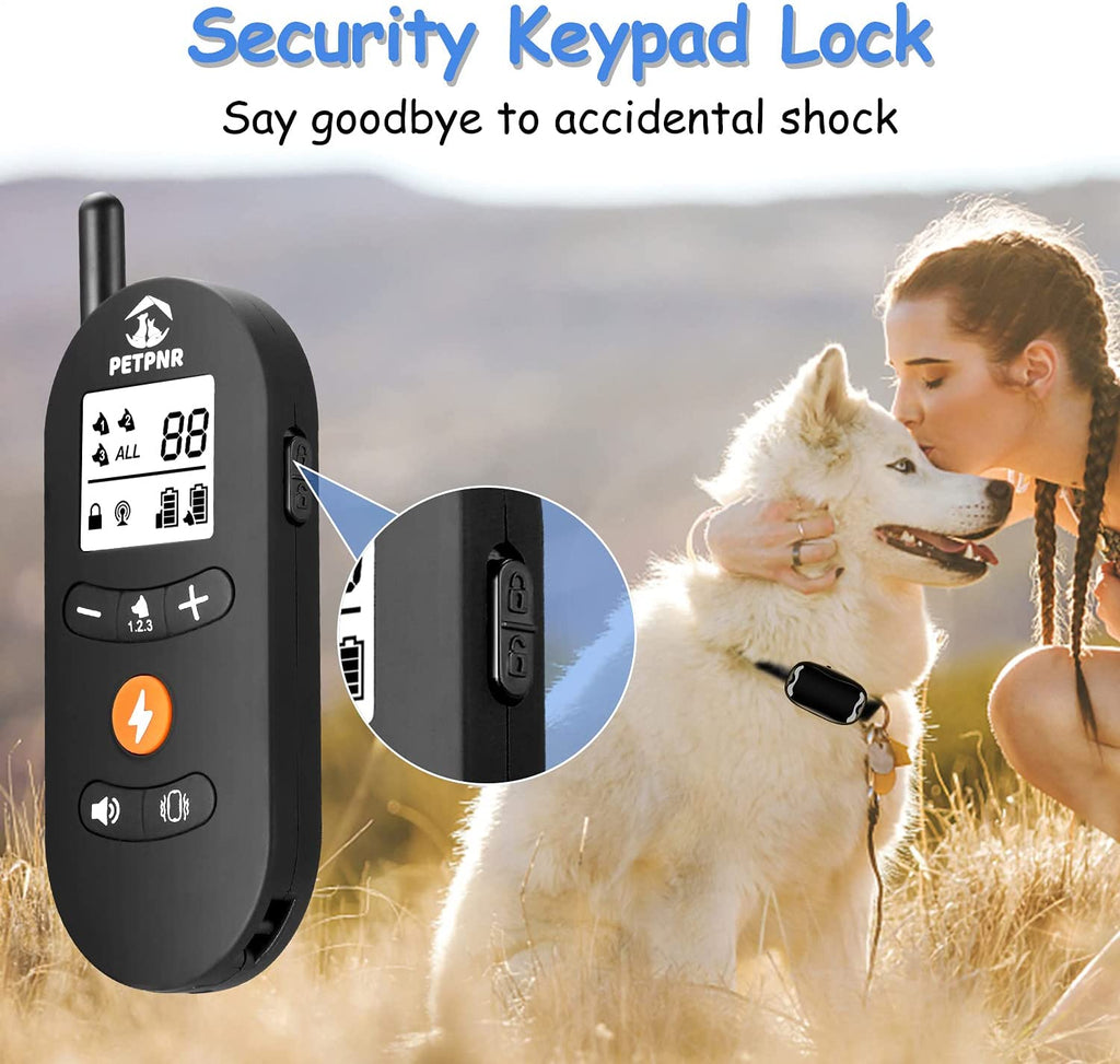 PETPNR Dog Training Collar - Rechargeable Electronic Shock Collars with Remote,3 Training Modes:Beep,Vibration & Shock, with 2 Receivers IPX7 Waterproof for 8 to 120 Lbs Small Medium Large 2 Dogs