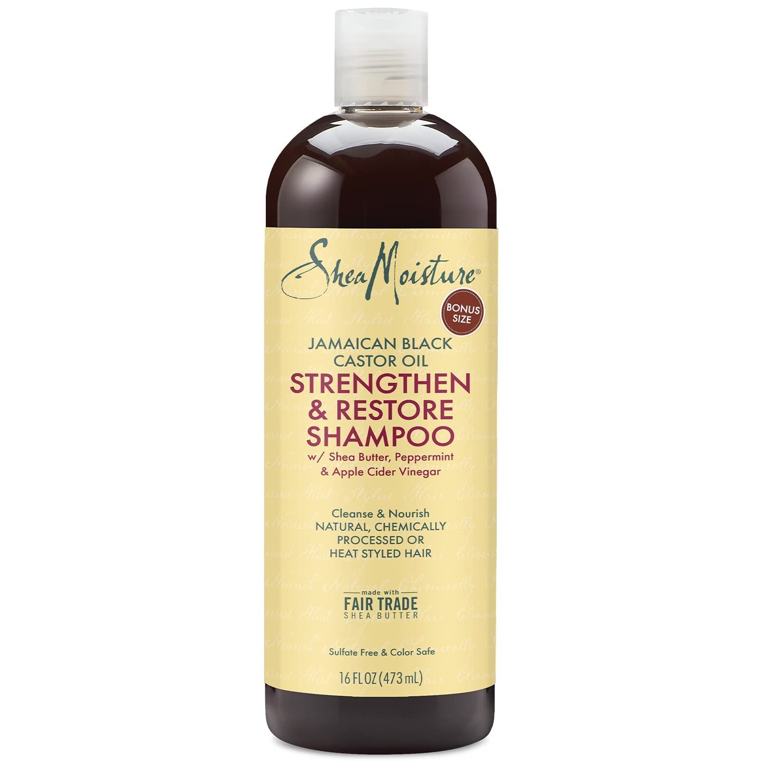 Sheamoisture Jamaican Black Castor Oil Strengthen & Restore Shampoo, Shea Butter, Peppermint & Apple Cider Vinegar, Sulfate Free, Chemically Processed Hair, Family Size (2 Pack -16 Fl Oz Ea) - Free & Fast Delivery