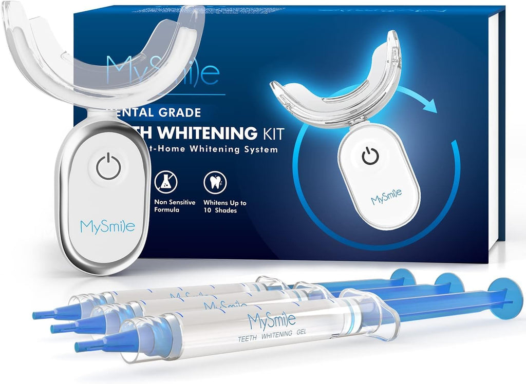 "Get a Brighter, Whiter Smile with Mysmile Teeth Whitening Kit - Gentle on Sensitive Teeth, Fast Results in Just 10 Minutes, Includes LED Light and Enamel-Safe Gel!"