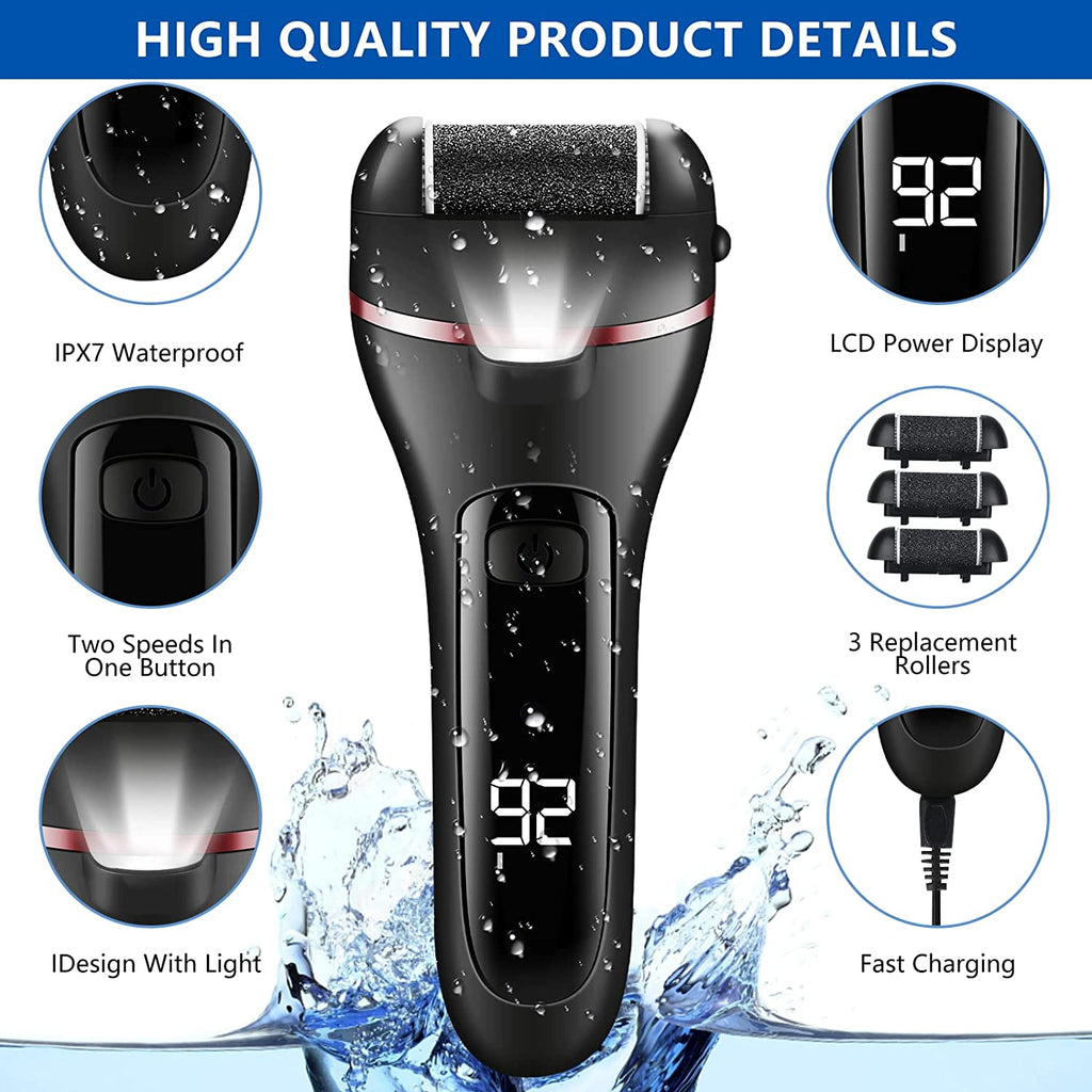 "Zikillya® 16-in-1 Electric Foot Callus Remover Kit - Ultimate Foot Spa Experience with Waterproof Scrubber, 3 Roller Heads, and 2-Speed Power Tools for Silky Smooth Feet, Hands, and Heels"