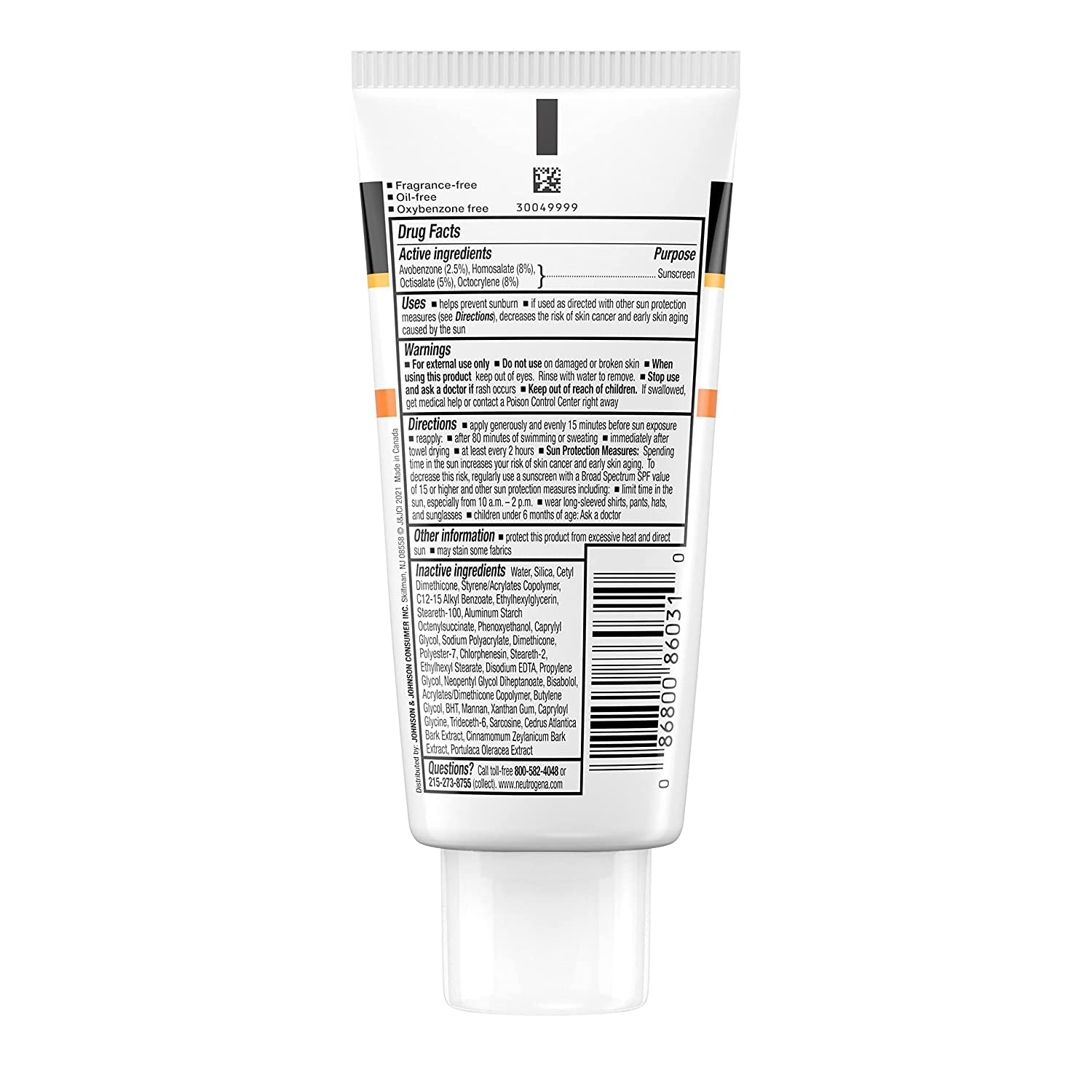 Neutrogena Clear Face Liquid Sunscreen for Acne-Prone Skin, Broad Spectrum SPF 30 Sunscreen Lotion with Helioplex, Oxybenzone-Free, Oil-Free, Fragrance-Free; Non-Comedogenic, 3 Fl. Oz