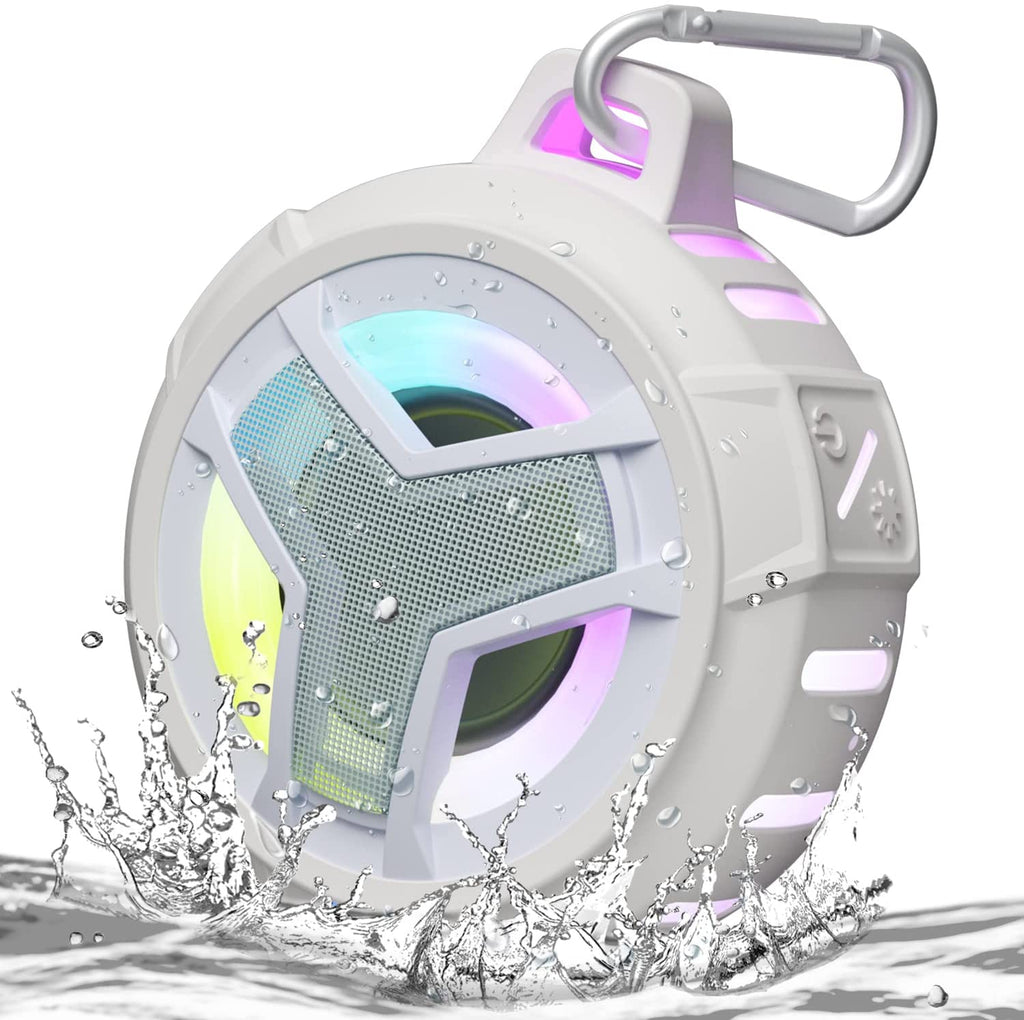 "Ultimate Waterproof Bluetooth Shower Speaker with LED Light - Portable, Floating, and True Wireless Stereo for Kayak, Beach, and Unisex Gifts - Black"