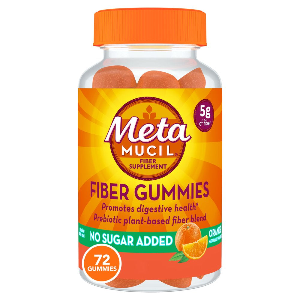 Metamucil Fiber Supplement Gummies -Plant-Based Fiber Blend Plant - Sugar Free Orange Flavor - 5g Prebiotic Plant Based Fiber Blend - 72 Ct