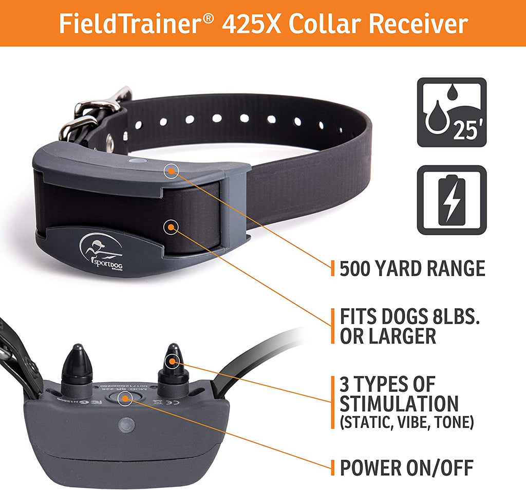 Sportdog Brand 425X Remote Trainers - 500 Yard Range E-Collar with Static, Vibrate and Tone - Waterproof, Rechargeable