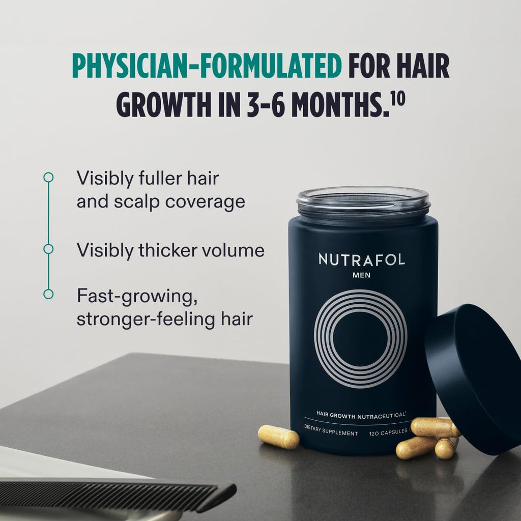 "Get Fuller, Thicker Hair with Nutrafol Men's Hair Growth Supplements - Dermatologist Recommended, Clinically Tested for Visible Results - 1 Month Supply"