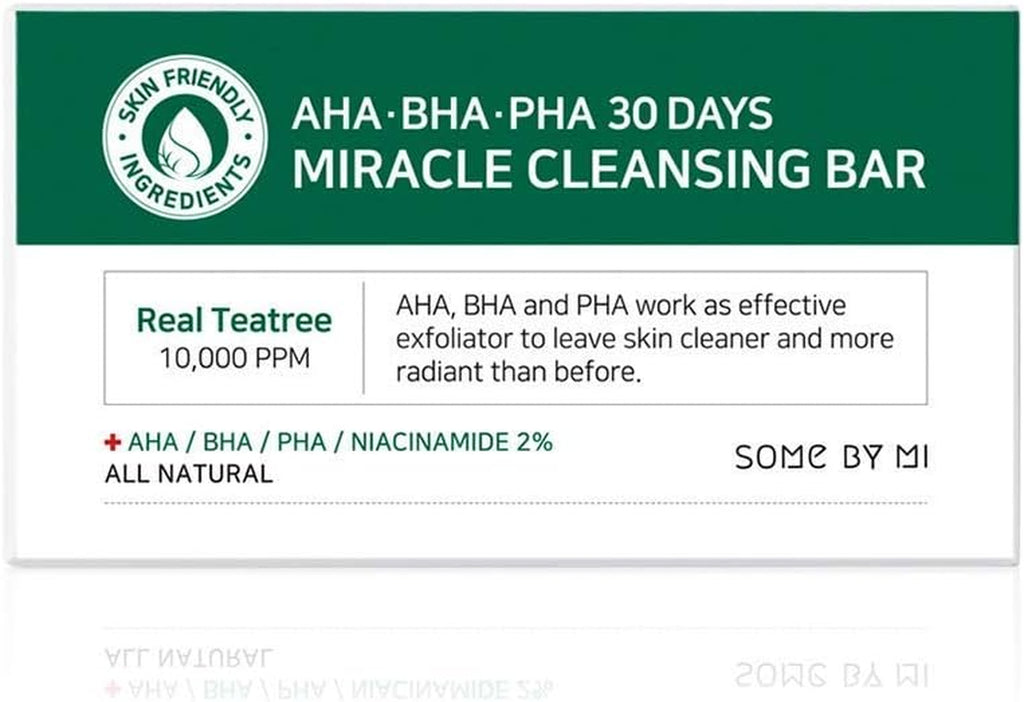 "Clear Skin in 30 Days: SOME by MI AHA BHA PHA Starter Kit - Gentle Exfoliating Toner, Serum, Cream, Cleansing Bar - Banish Acne, Control Sebum and Oiliness - Korean Skin Care"