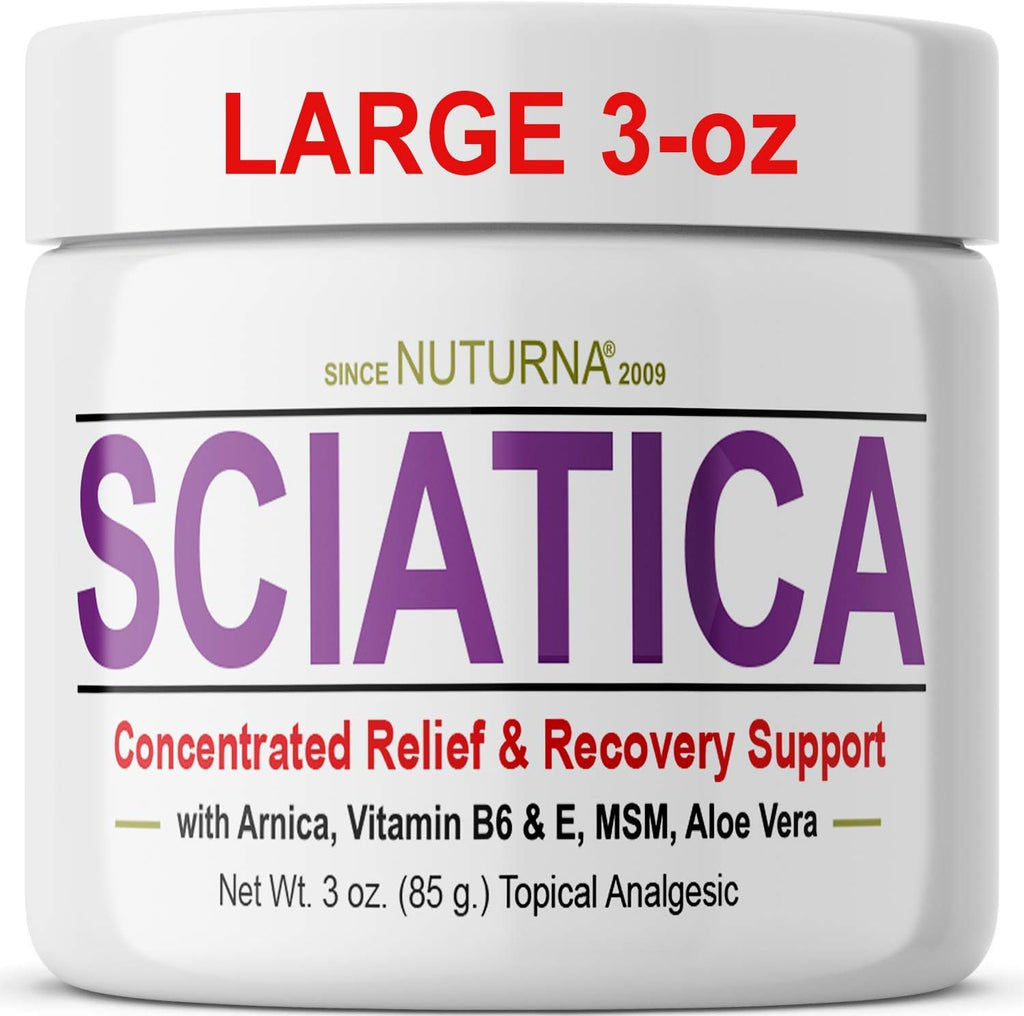 Sciatica Nerve Cream - Maximum Strength Comfort Cream for Feet, Hands, Legs, Toes, Back - Natural Ultra Strength Arnica, MSM, Menthol, Soothing Comfort, Large 3 Oz