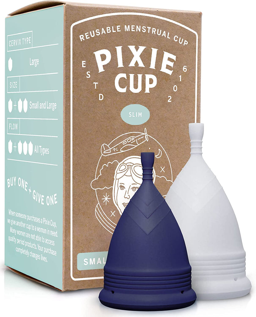 Pixie Soft Menstrual Cup - Most Comfortable Period Cups for Women with Tilted Cervix - Buy One We Give One - Includes Ebook Guide, Flushable Wash Wipes, Lube, & Storage Bag - Tampon & Pad Alternative