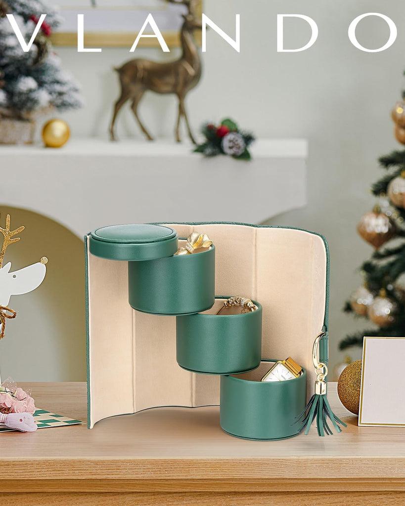 "Enchanting Emerald Travel Jewelry Box - Perfect Wedding Day Gift for Her, Bridesmaid Proposal and Bridal Shower Surprise!"