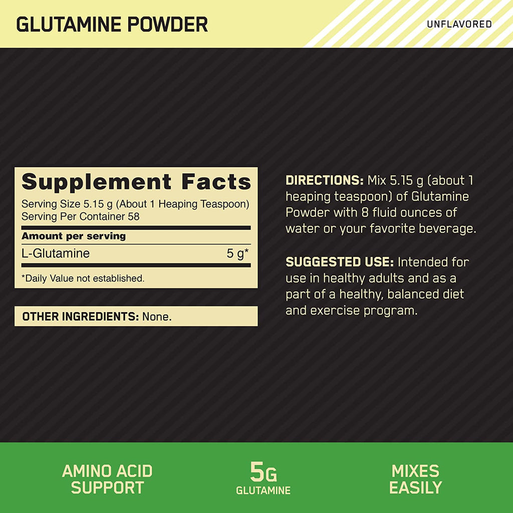 Optimum Nutrition L-Glutamine Muscle Recovery Powder, 300 Gram