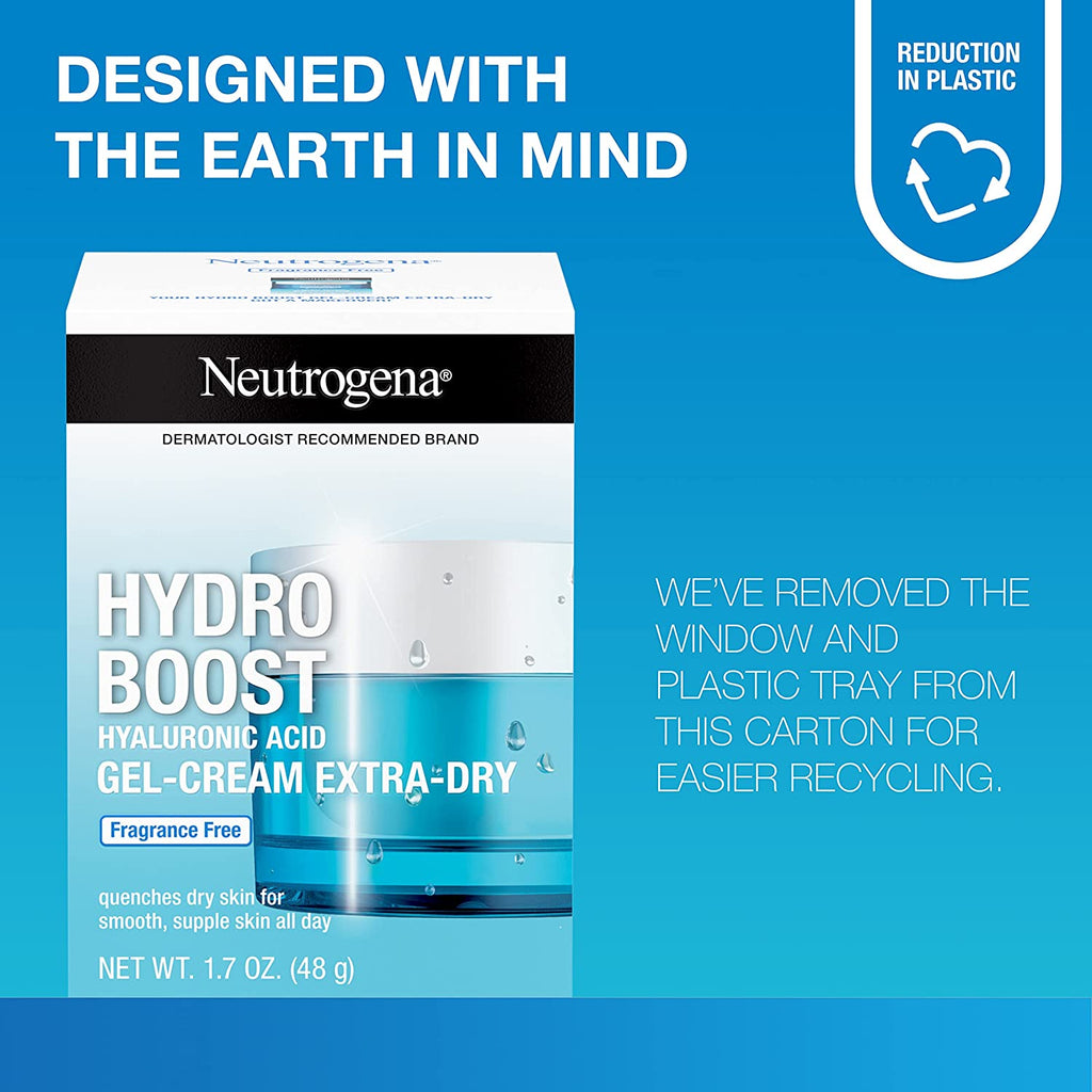 Neutrogena Hydro Boost Hyaluronic Acid Hydrating Face Moisturizer Gel-Cream to Hydrate and Smooth Extra-Dry Skin, 1.7 Oz