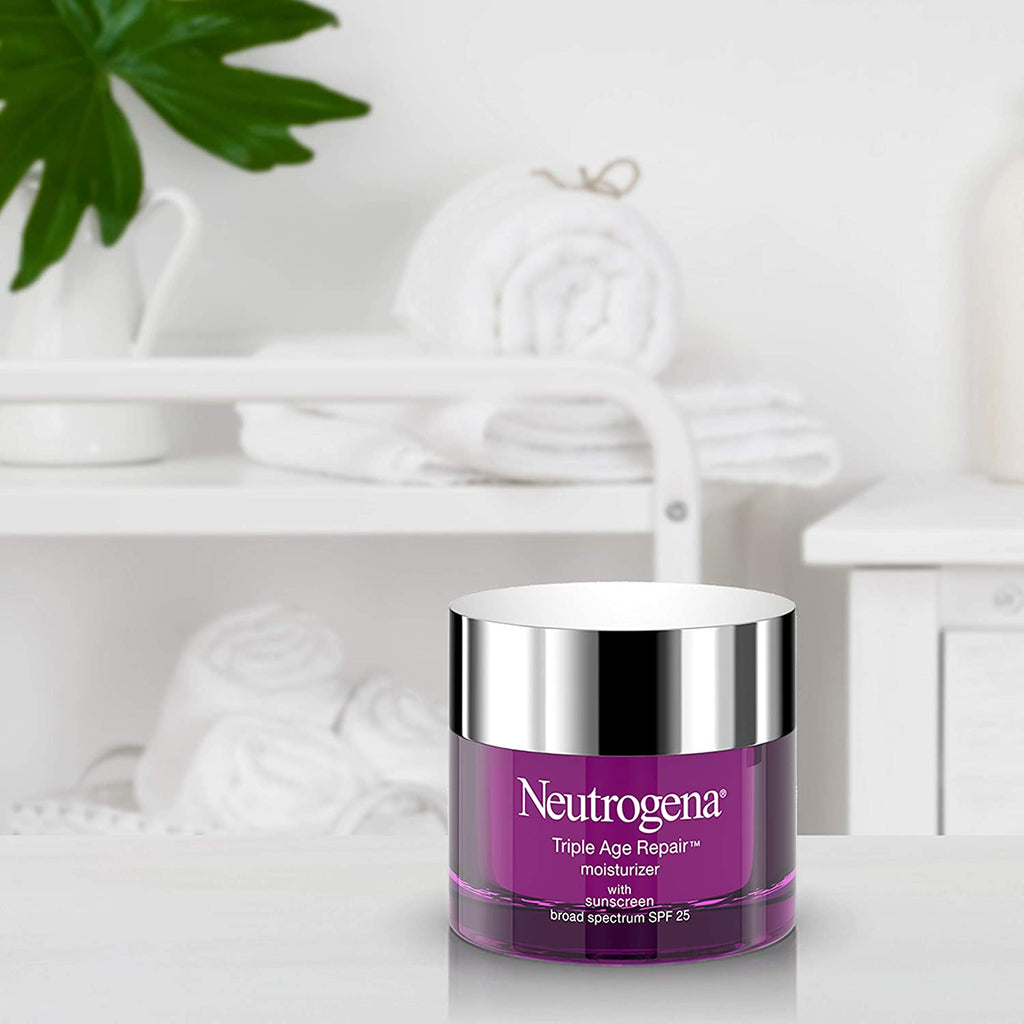 Neutrogena Triple Age Repair Night Cream, Vitamin C, Wrinkle & Dark Spot Remover, Firming Face & Neck, Glycerin & Shea Butter, 1.7 Oz