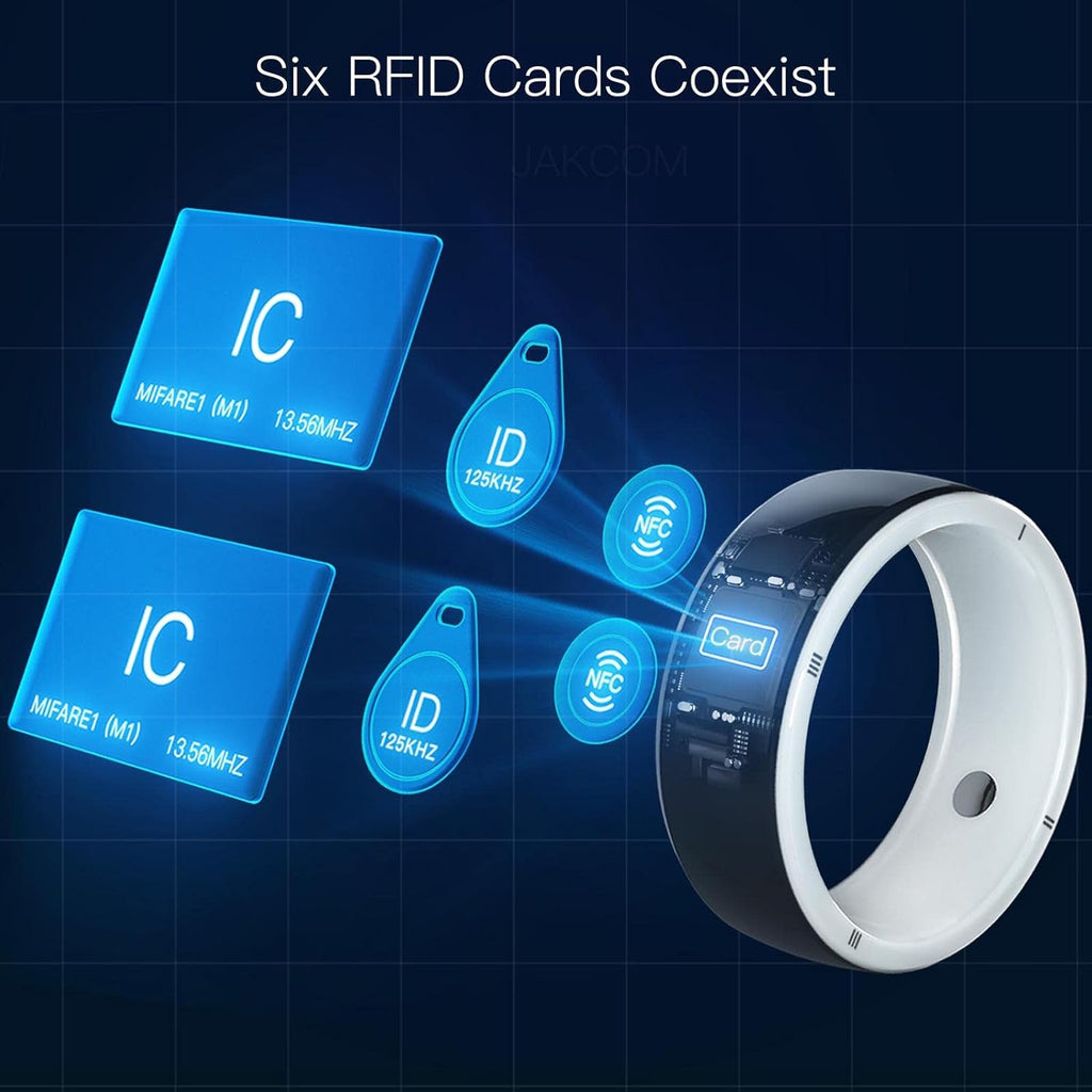 JAKCOM R5 Smart Ring Newest Intelligent Wearable RFID Device Build-In 6 RFID Cards & 128GB Wireless Disk Sharing & 2 Health Stones & Many NFC Functions for Iphone Android