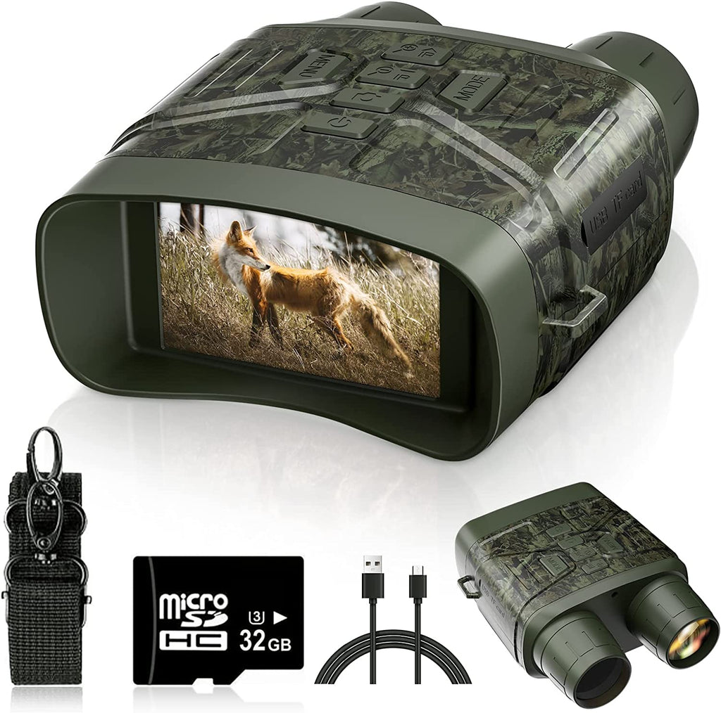 Night Vision Binoculars - 4K Rechargeable Night Vision Goggles for Adults,  Infrared Night Vision can Save Photo and Video with 32GB TF Card