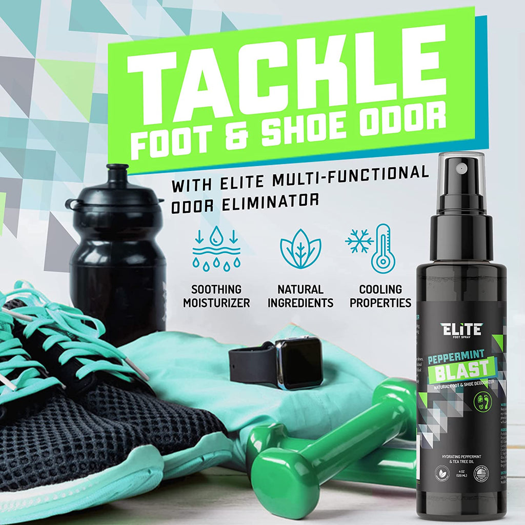 Elite Sportz Shoe Deodorizer - 4 Oz Foot Spray and Shoe Odor Eliminator - No More Smelly Shoes or Stinky Feet with Our Peppermint Shoe Freshener - Small Gift for Men & Women