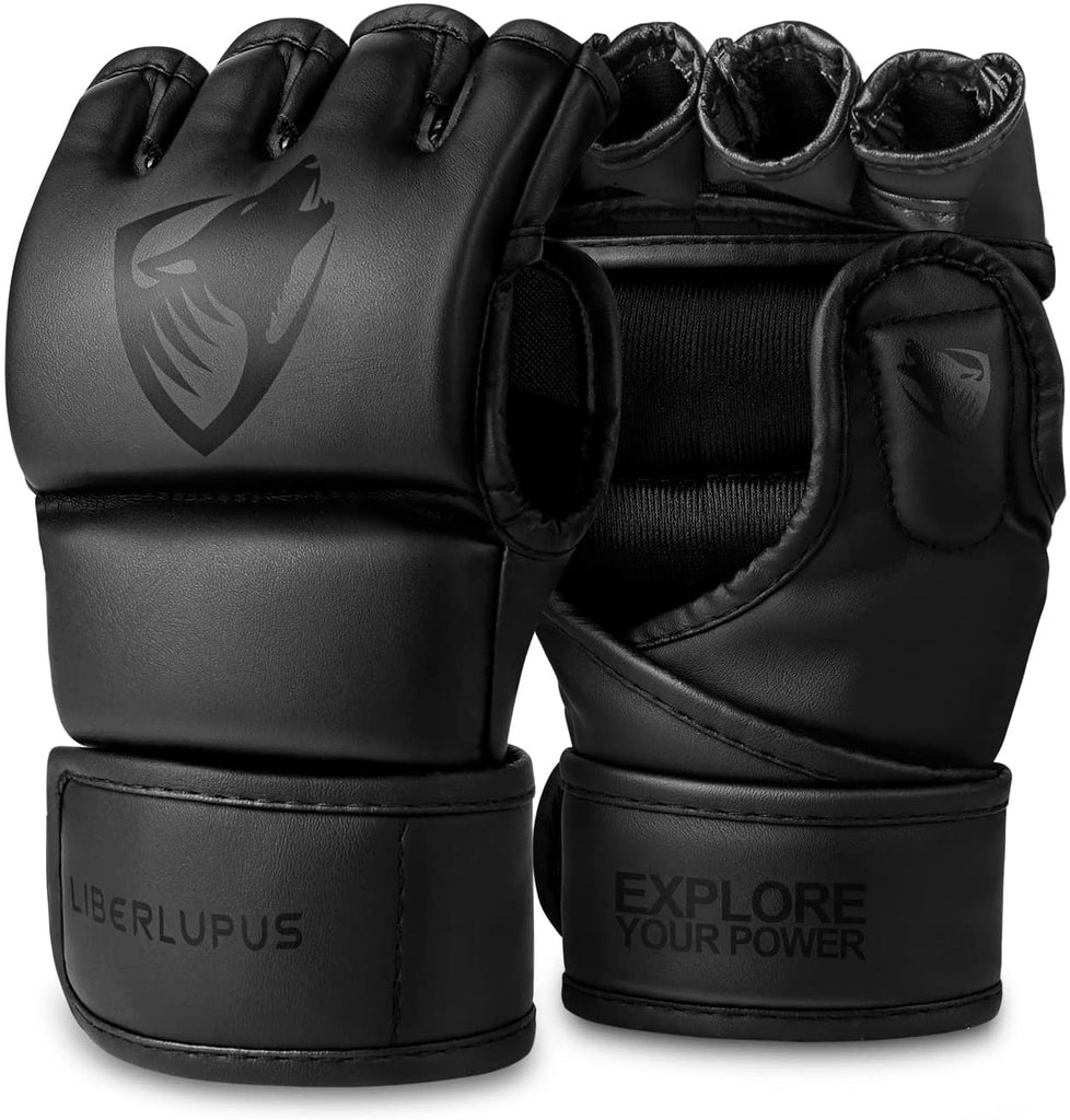 Liberlupus MMA Gloves for Men & Women, Martial Arts Bag Gloves, Kickboxing Gloves with Open Palms, Boxing Gloves for Punching Bag, Sparring, Muay Thai, MMA