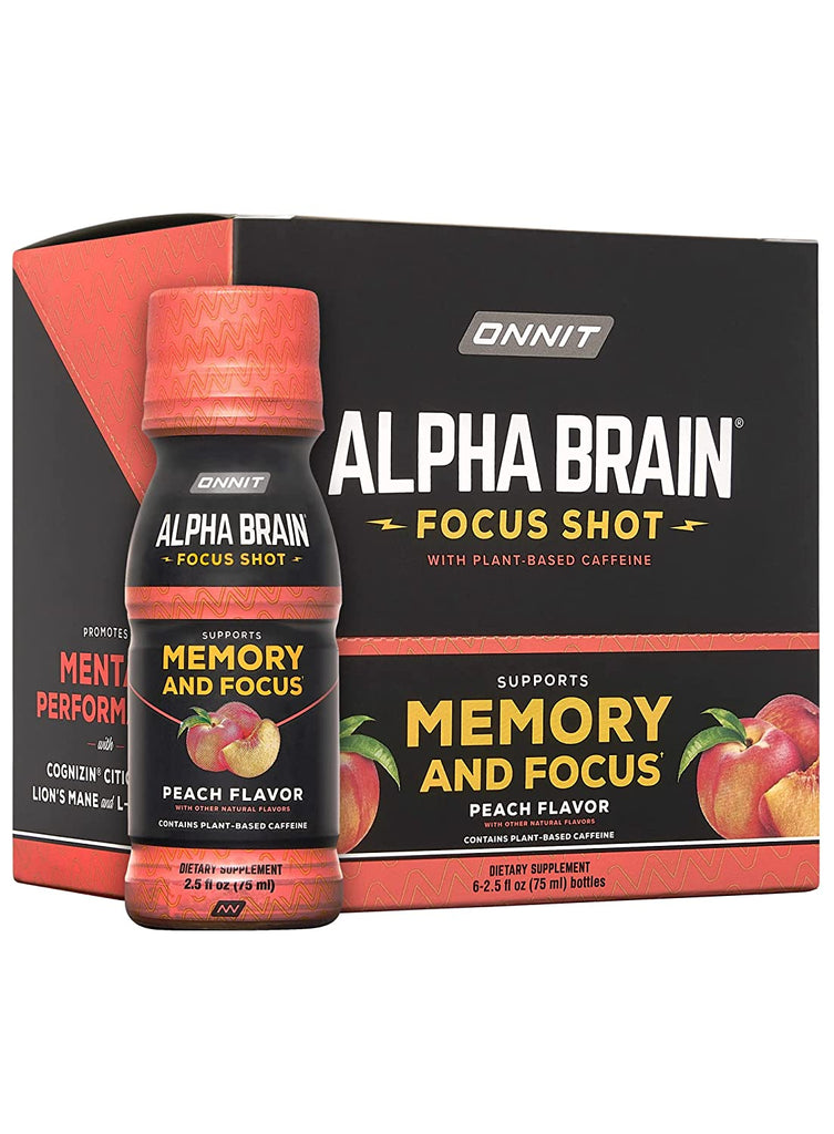 ONNIT Alpha Brain Focus Energy Shot Supplement - Energy, Focus, Mood, Stress, Brain Booster Drink - Tropical (2.5 Fl Oz, 6 Ct)