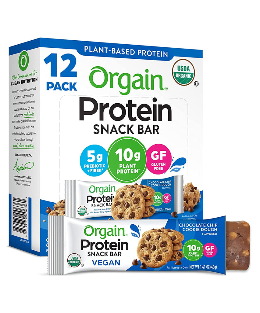 Orgain Organic Vegan Protein Bars, Chocolate Coconut - 10G Plant Based Protein, Gluten Free Snack Bar, Low Sugar, Dairy Free, Soy Free, Lactose Free, Non GMO, 1.41 Oz (12 Count)