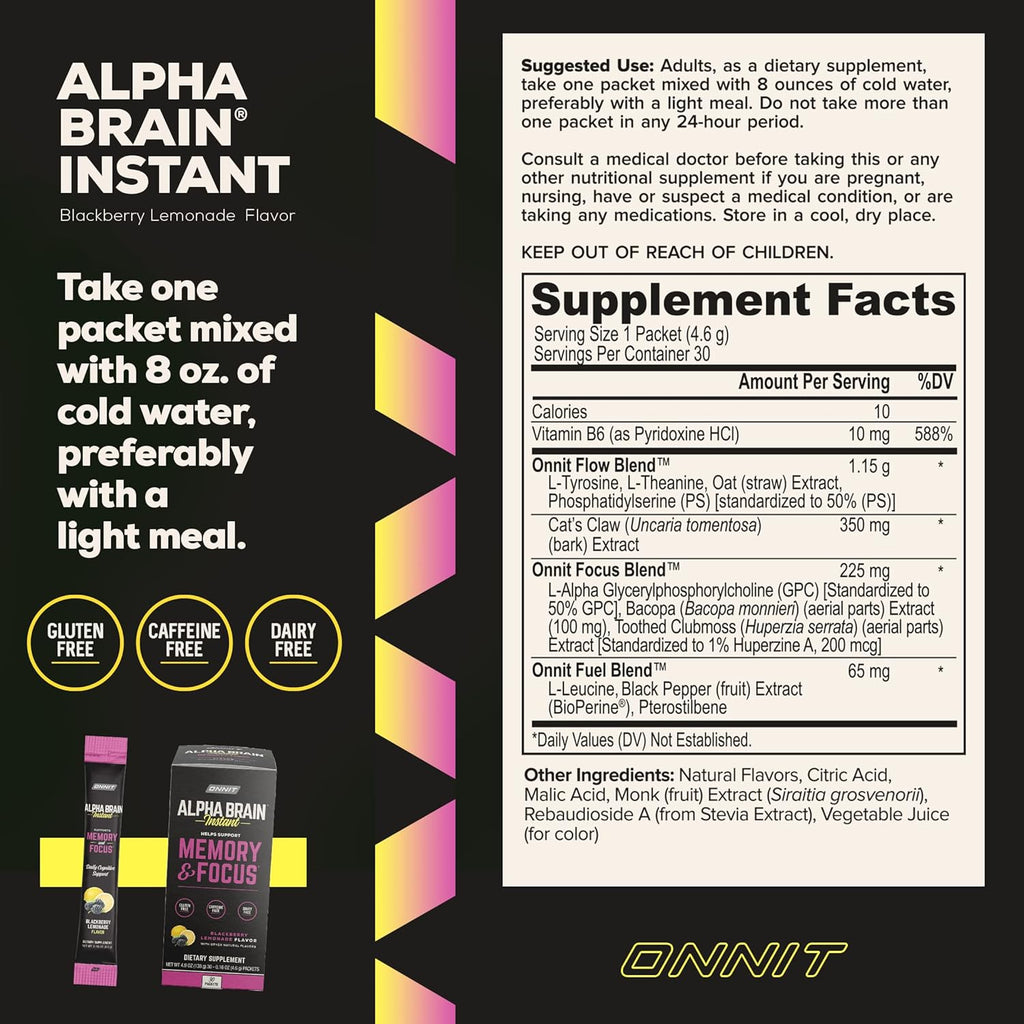 ONNIT Alpha Brain® Instant - Blackberry Lemonade (30Ct Box)