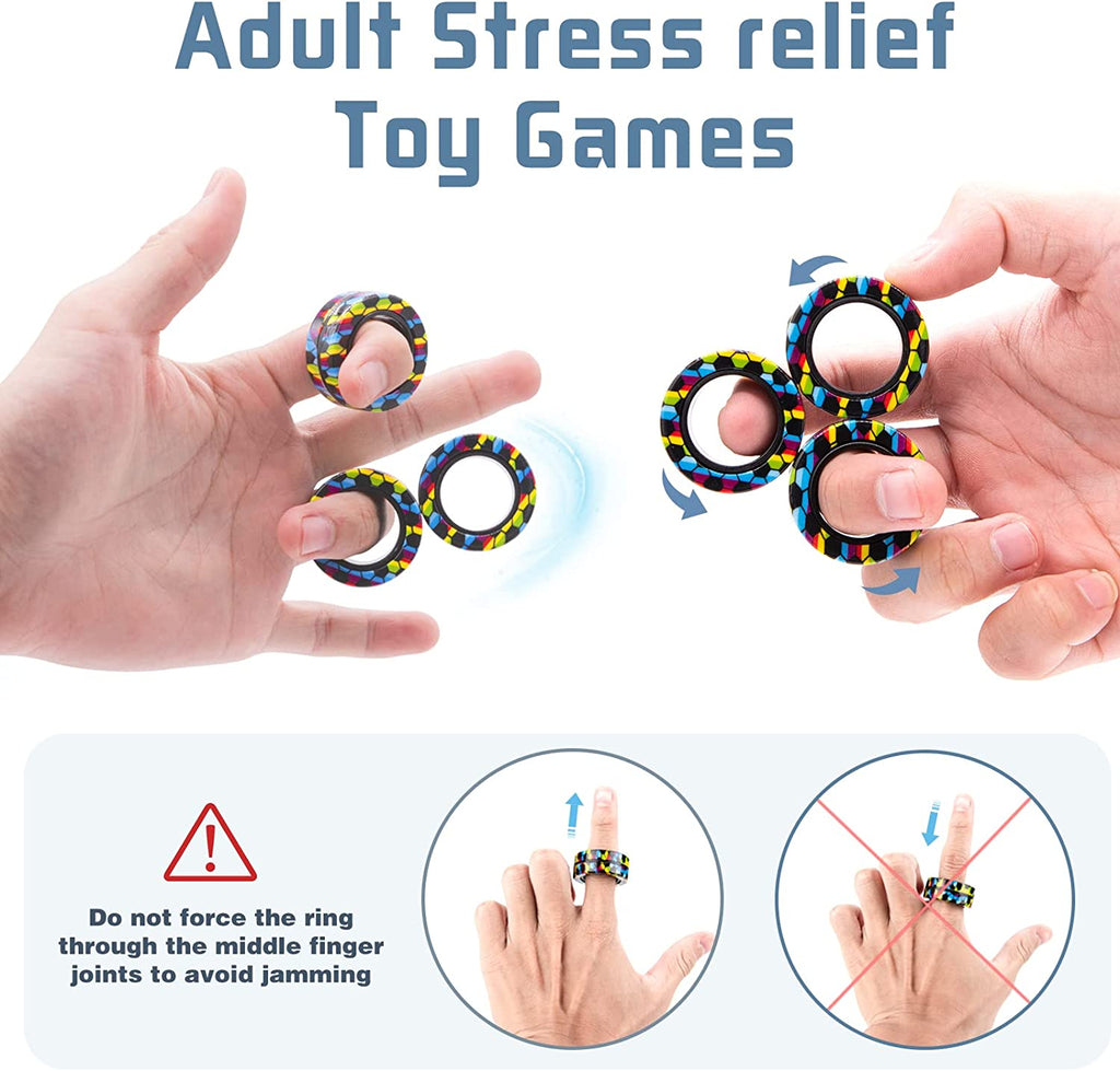 "Ultimate Magnetic Rings Fidget Toy Set - The Perfect Solution for ADHD, Anxiety Relief, and Endless Fun - Ideal Gift for Adults, Teens, and Kids (3PCS)"