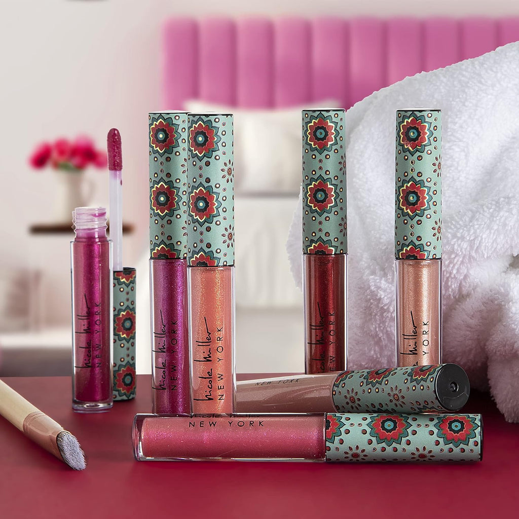 "Shimmering Beauty: Nicole Miller 10 Pc Lip Gloss Collection - Vibrant and Long-Lasting Colors for Women and Girls (Green)"