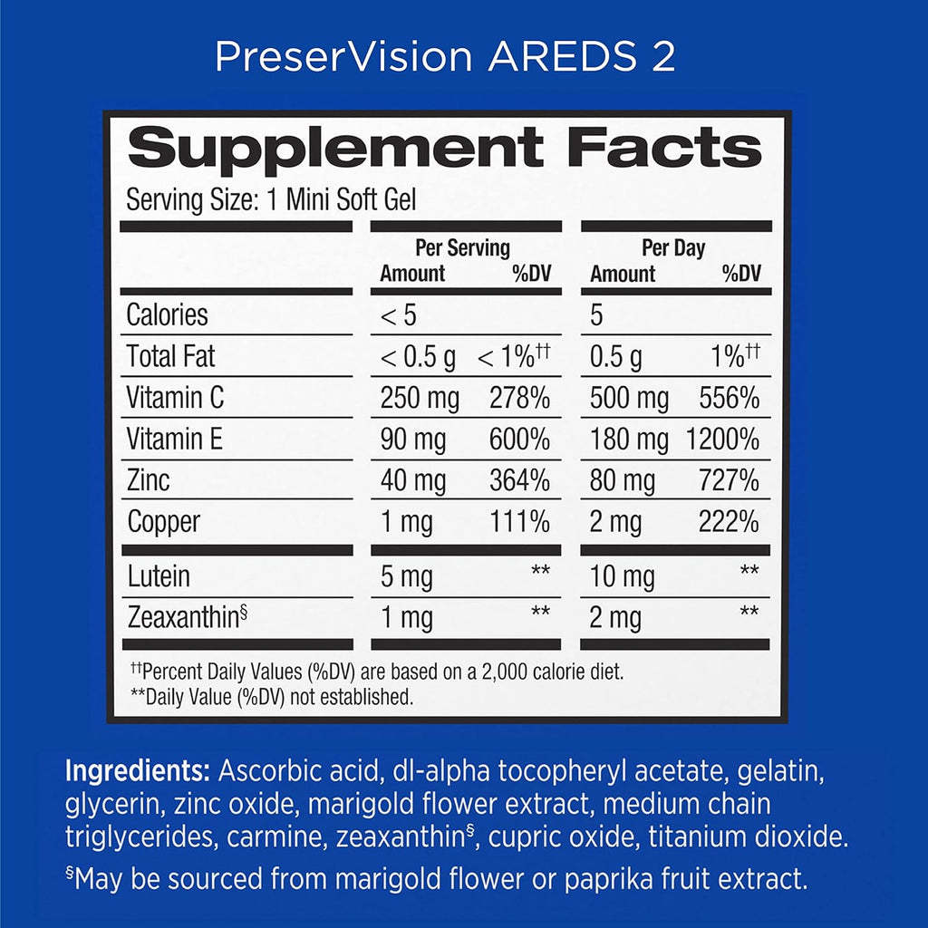 Preservision AREDS 2 + Multivitamin 2-In-1 Eye Contains Vitamin C D E & Zinc Softgels Packaging May Vary, 100 Count