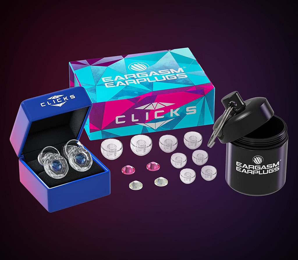 Eargasm Clicks Earplugs for Concerts Musicians Motorcycles Noise Sensitivity Conditions and More (Ear Plugs Come in Premium Gift Box Packaging)