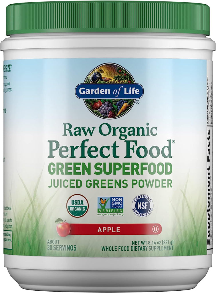 Garden of Life Raw Organic Perfect Food Green Superfood Juiced Greens Powder - Original Stevia-Free, 30 Servings, Non-Gmo, Gluten Free Whole Food Dietary Supplement, Alkalize, Detoxify, Energize