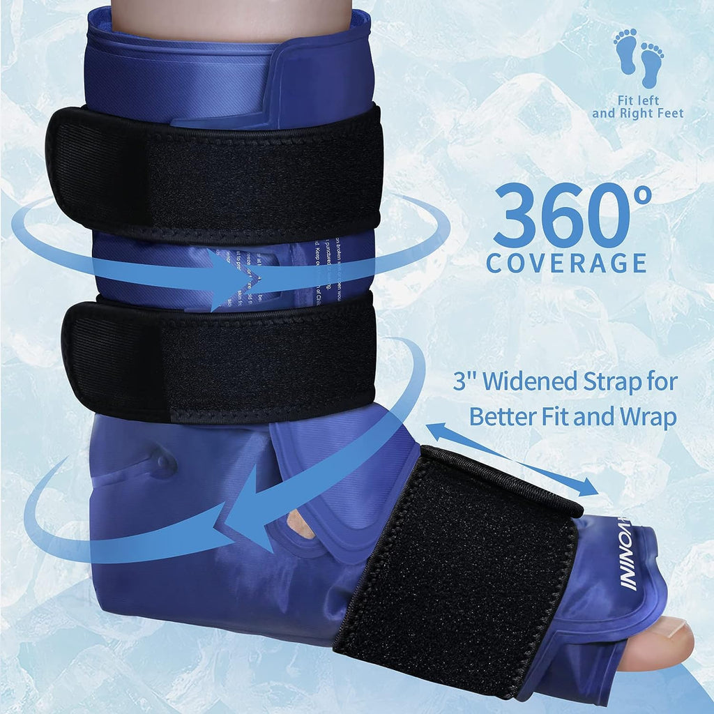 "Ultimate XL Ankle Foot Ice Pack Wrap - Fast Relief for Foot Injuries, Plantar Fasciitis, and More! Full Coverage, Reusable Gel Ice Packs for Maximum Comfort and Healing - Beat the Pain with our Blue Wrap!"