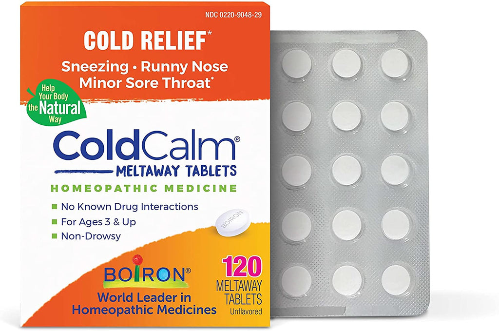 Boiron Coldcalm Tablets for Relief of Common Cold Symptoms Such as Sneezing, Runny Nose, Sore Throat, and Nasal Congestion - Non-Drowsy - 60 Count